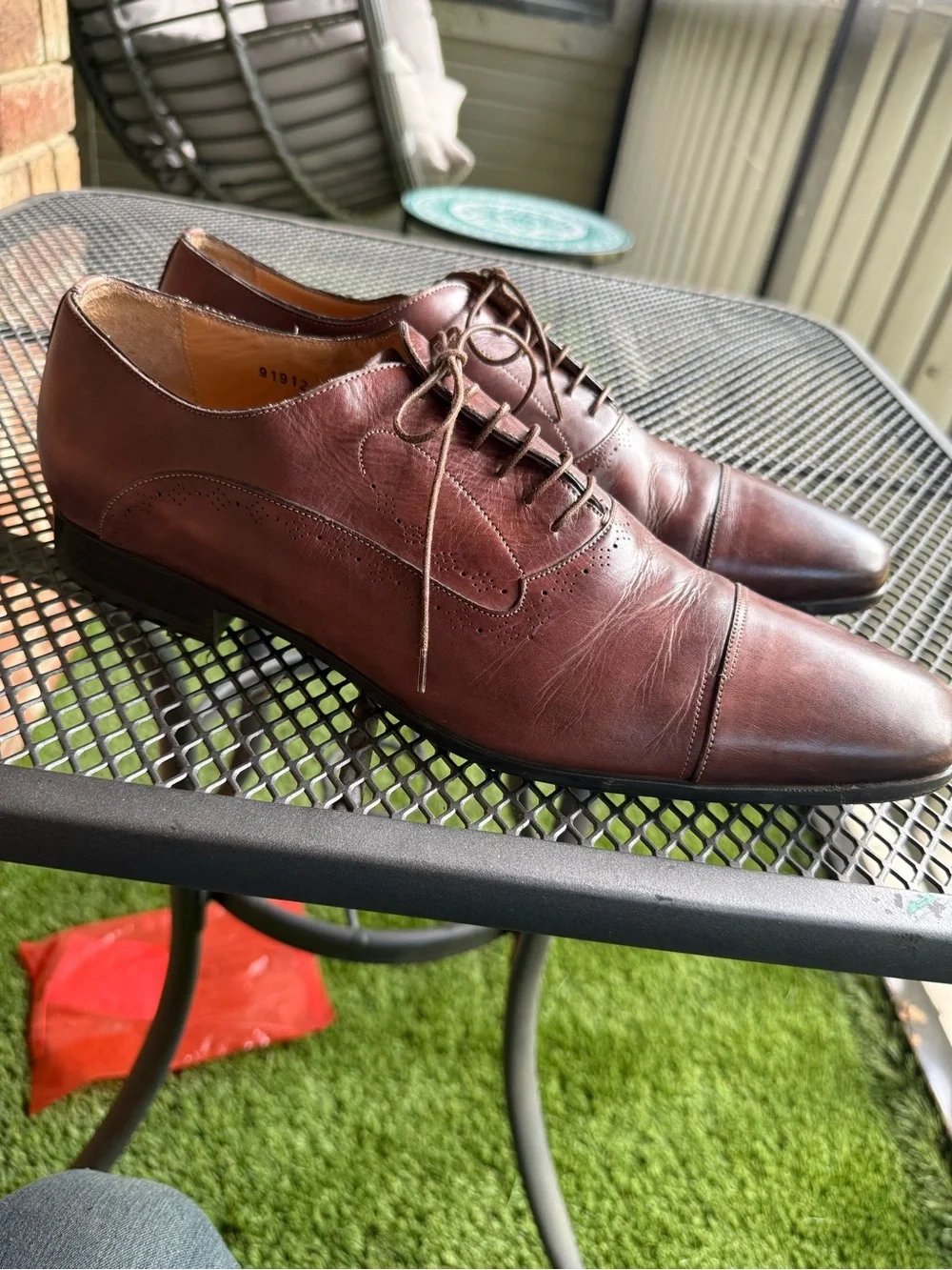 Santoni Brown Leather Cap Toe Oxford Dress Shoes Men’s 13D
